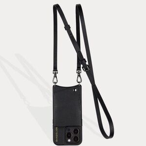 EMMA
Pebble Leather Crossbody Bandolier in Black/Pewter